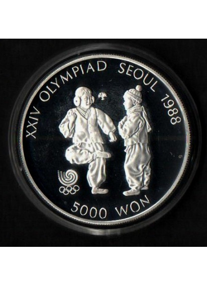 COREA DEL SUD 5000 Won Argento Proof 1987 Olimpiadi Seul KM# 61